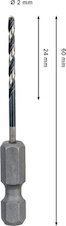 Vrták do kovu PRO Metal HSS-G Impact, 2 × 24 × 60 mm