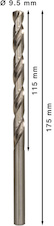 Vrták do kovu PRO Metal HSS-G dlouhý, 9,5 × 115 × 175 mm, 5 ks