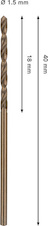 Vrták do kovu PRO Stainless Steel HSS-Co, 1,5 × 18 × 40 mm