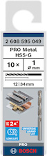 Vrták do kovu PRO Metal HSS-G standardní délky, 1 × 12 × 34 mm, 10 ks