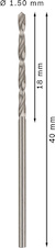 Vrták do kovu PRO Metal HSS-G standardní délky, 1,5 × 18 × 40 mm, 10 ks