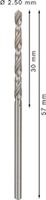 Vrták do kovu PRO Metal HSS-G standardní délky, 2,5 × 30 × 57 mm, 10 ks