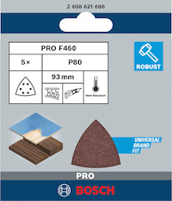 Brusný papír PRO F460, 93 × 93 mm, G80, 5 ks