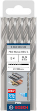 Vrták do kovu PRO Metal HSS-G standardní délky, 8,9 × 81 × 125 mm, 5 ks
