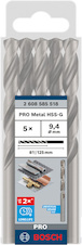 Vrták do kovu PRO Metal HSS-G standardní délky, 9,4 × 81 × 125 mm, 5 ks