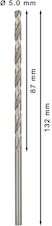 Vrták do kovu PRO Metal HSS-G dlouhý, 5 × 87 × 132 mm, 5 ks