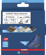 Karbidový hrncový kotouč EXPERT Multi Material, středně hrubý, šikmý, X-LOCK, 115 mm, 22,23 mm