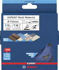 Karbidový hrncový kotouč EXPERT Multi Material, jemný, šikmý, X-LOCK, 115 mm, 22,23 mm