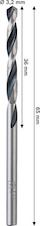 Vrták do kovu Metal HSS, 3,2 × 36 × 65 mm, stopka CYL, 2 ks