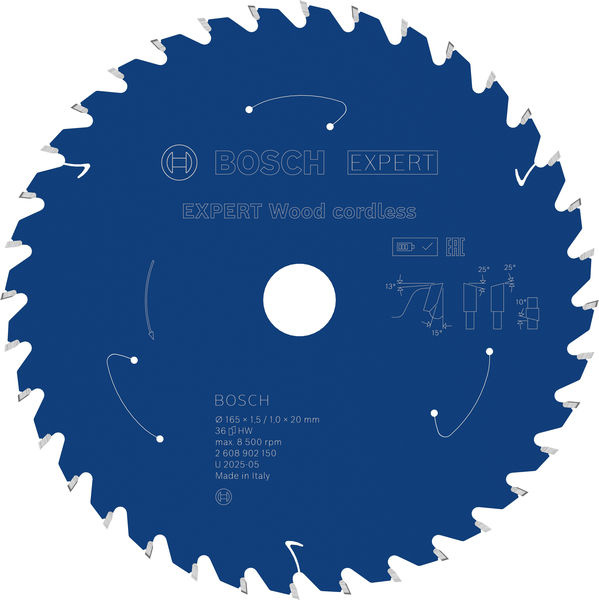 Pilový kotouč EXPERT Wood cordless, 165 × 1,5/1 × 20 mm, T36