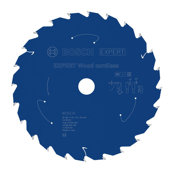 Pilový kotouč EXPERT Wood cordless, 184 × 1,6/1 × 20 mm, T24