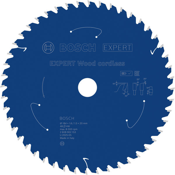 Pilový kotouč EXPERT Wood cordless, 184 × 1,6/1 × 20 mm, T48