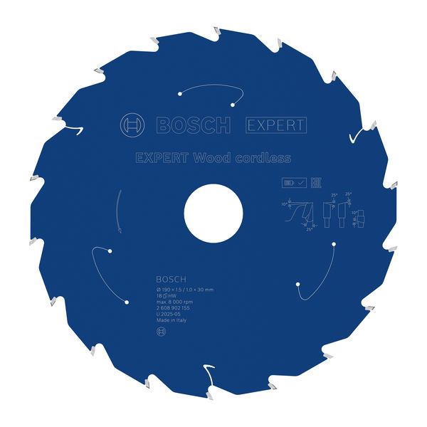 Pilový kotouč EXPERT Wood cordless, 190 × 1,5/1 × 30 mm, T18