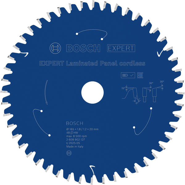 Pilový kotouč EXPERT Laminated Panel cordless, 165 × 1,8/1,2 × 20 mm, T48