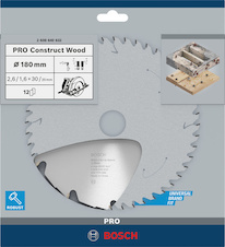 Pilový kotouč PRO Construct Wood pro okružní pilu, 180 × 2,6 × 30 mm