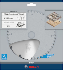 Pilový kotouč PRO Construct Wood pro okružní pilu, 190 × 2,6 × 30 mm