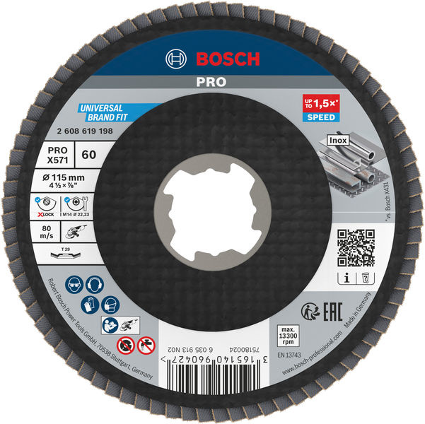 Lamelový brusný kotouč PRO X571, lomené provedení, 115 mm, G60, X-Lock