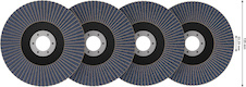 Sada lamelových brusných kotoučů X451, 125 × 22,23 mm, G40; 60; 80; 120, T29, 15 ks