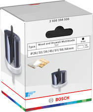 Sada děrovek s adaptérem na dřevo a sádrokarton, 26; 32; 39; 45; 51; 58; 64 × 44 mm