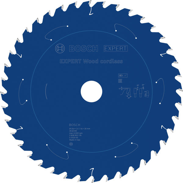Pilový kotouč EXPERT Wood cordless, 254 × 2,1/1,6 × 30 mm, T40
