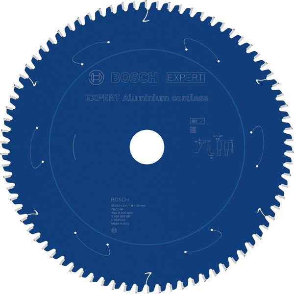 Pilový kotouč EXPERT Aluminium cordless pro okružní pilu, 254 × 2,4/1,8 × 30 mm, T78