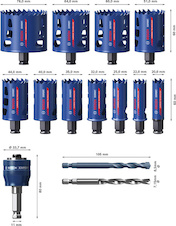 Sada děrovek EXPERT Multi Material Power Change Plus, 20; 22; 25; 32; 35; 40; 44; 51; 60; 64; 76 × 60 mm, 14 ks