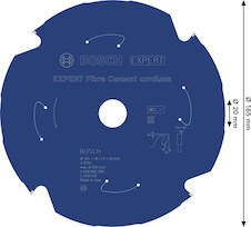 Pilový kotouč EXPERT Fibre Cement cordless, 165 × 1,8/1,2 × 20 mm, T4