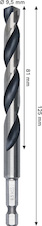 Vrták do kovu Metal HSS, 9,5 × 81 × 125 mm, zúžená stopka HEX ¼"