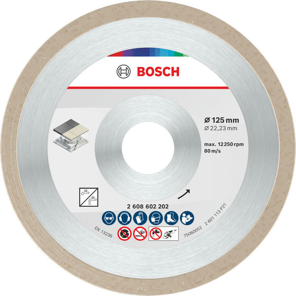 Řezací kotouč na keramiku, 125 × 7 mm, otvor 22,23 mm, 10 ks