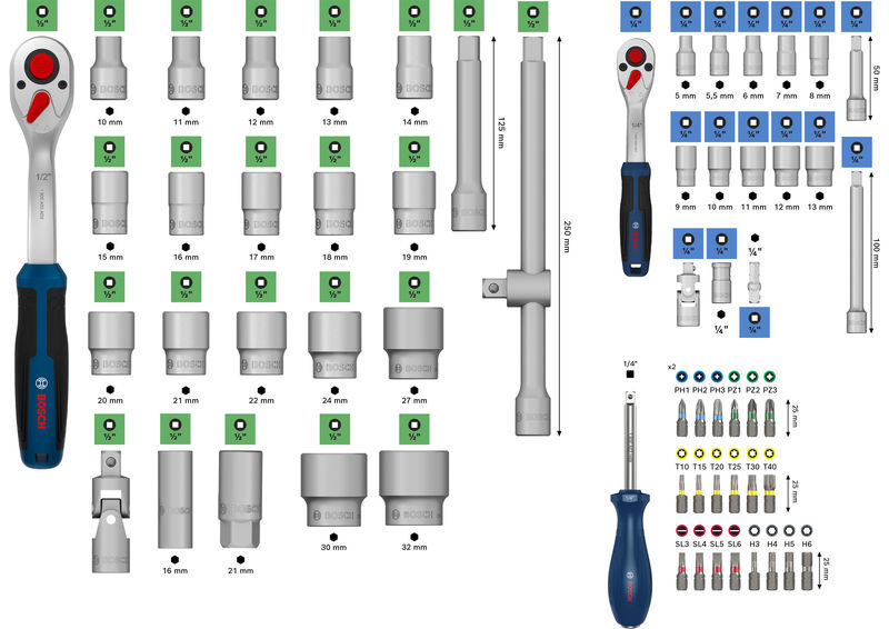 1/4" + 1/2" ráčnová sada 80 ks