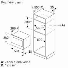 Serie 8, Vestavná mikrovlnná trouba, černá BFL7221B1 - 21591480_BEL7321B1_line_drawing_cs-CZ