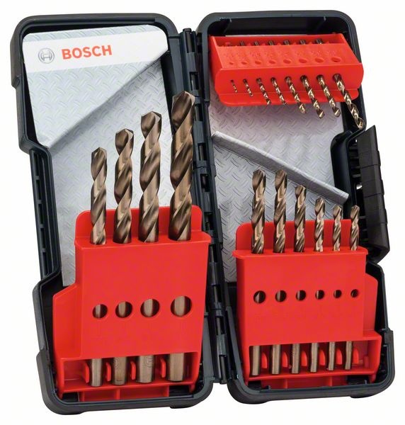 Bosch 18dílná sada vrtáků do kovu Toughbox HSS-Co, DIN 338, 135°