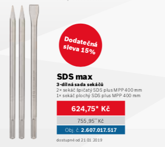 Bosch 3-dílná sada sekáčů SDS max