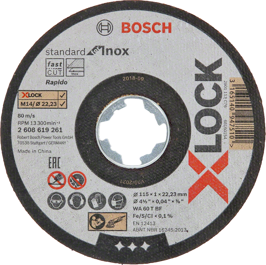 Plochý řezný kotouč Standard for Inox systému X-LOCK 115×1×22,23 mm
