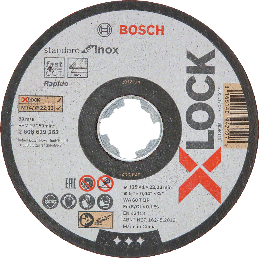 Plochý řezný kotouč Standard for Inox systému X-LOCK 125×1×22,23 mm