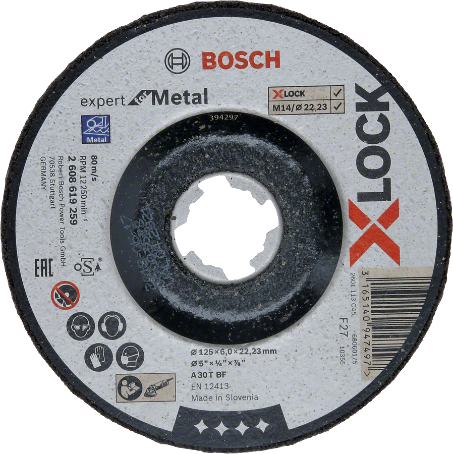 Broušení s přesazeným středem Expert for Metal systému X-LOCK, 125×6×22,23