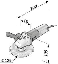 L 10-11 125 1050 W úhlová bruska, univerzálně použitelná, 125 mm FLEX - L_10-11-125_Abmessungen_356f8f0c84