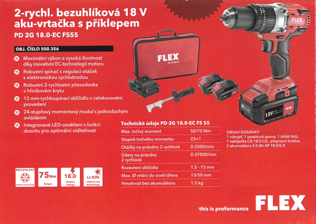Flex PD 2G 18.0-EC FS 55 - Aku šroubovák s příklepem 18.0 V