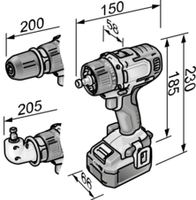 Flex PD 2G 10.8-EC/2,5 Set - 2-rychlostní aku-šroubovák s příklepem 10,8 V - csm_PD_2G-10-8-EC_Abmessungen_69a4fcd190_9c950d8bf3