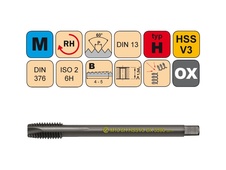 Závitník strojní M8x1,25 ISO2 HSSV3 OX DIN 376 B3590