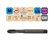 Závitník strojní M6x1 ISO2 HSSCo5 OX DIN 371 B1690