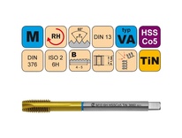 Závitník strojní M16x2 ISO2 HSSCo5 TiN DIN 376 B3660