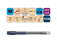 Závitník strojní M12x1 ISO2 HSSCo5 TiCN DIN 374 B3660HQ